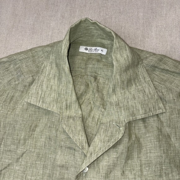 Loro Piana 100% Linen Andre Shirt sz XL Green Landscape Italian Luxury Menswear - Picture 6 of 11
